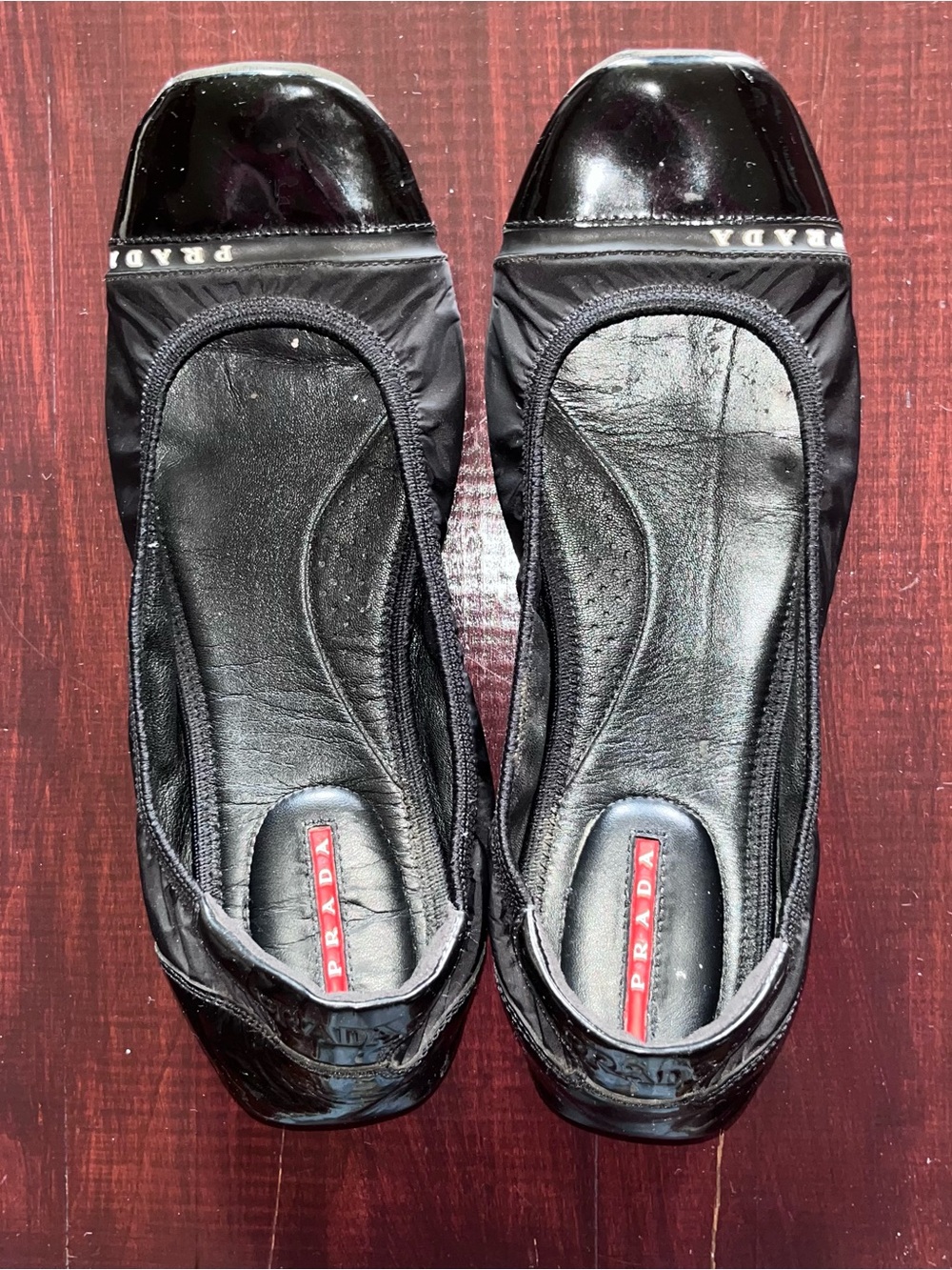 Prada Women’s Black Ballet Flats - Luxe Nylon & Patent Leather
